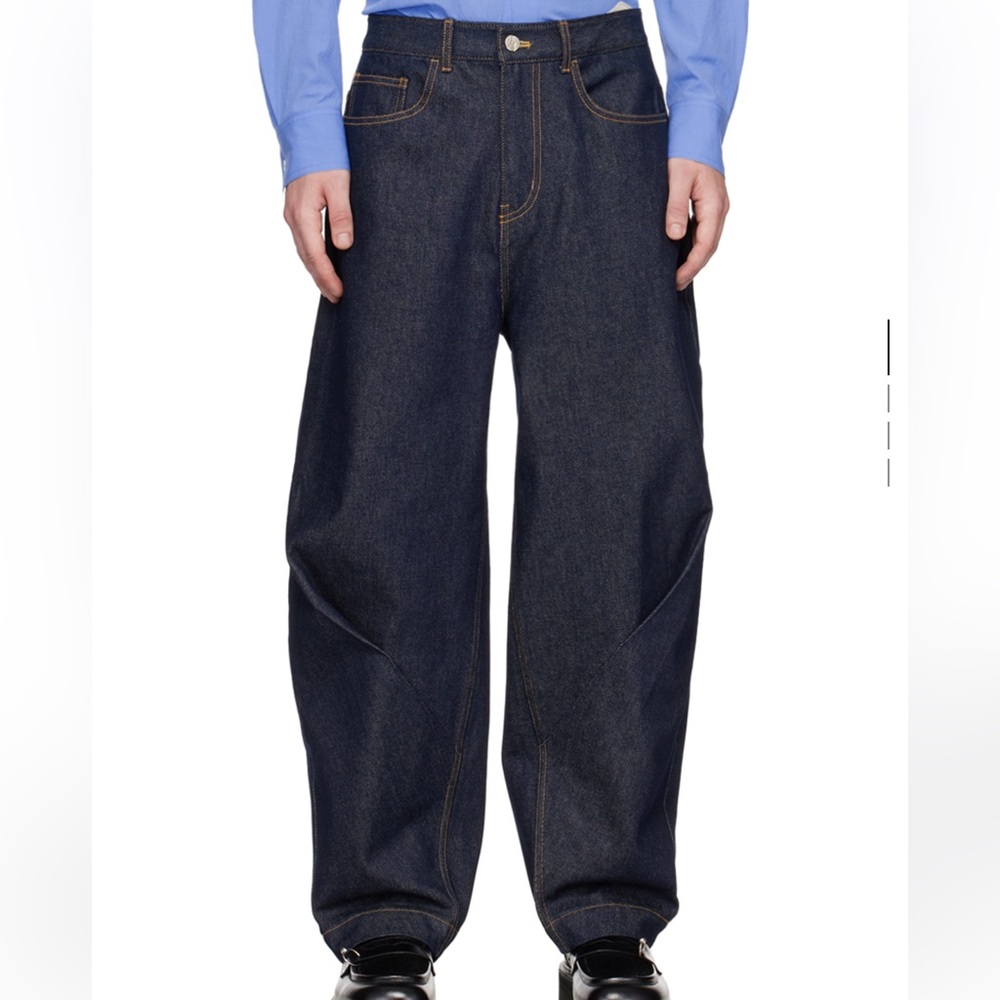 ADER ERROR Navy Decres Jeans from SSENSE